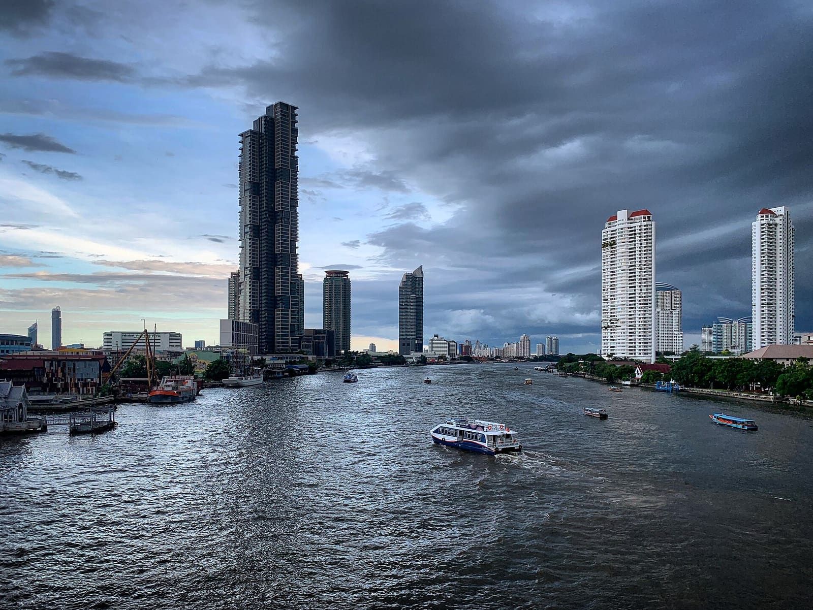 The Chao Phraya river and Bangkok’s skyline