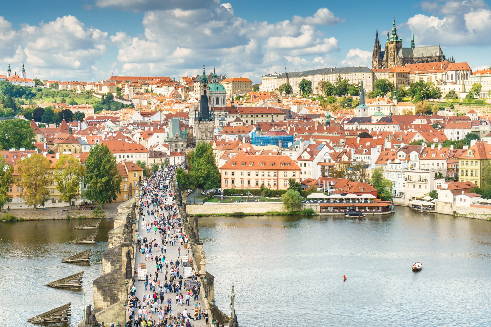Charles Bridge and Prague Castle above the Vltava