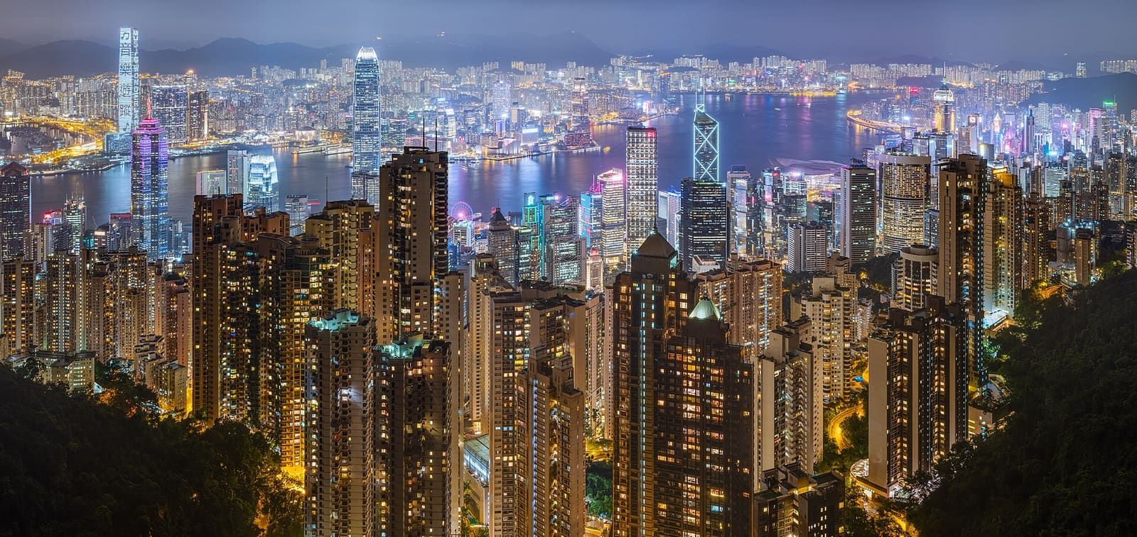 Victoria Harbour and Hong Kong at night