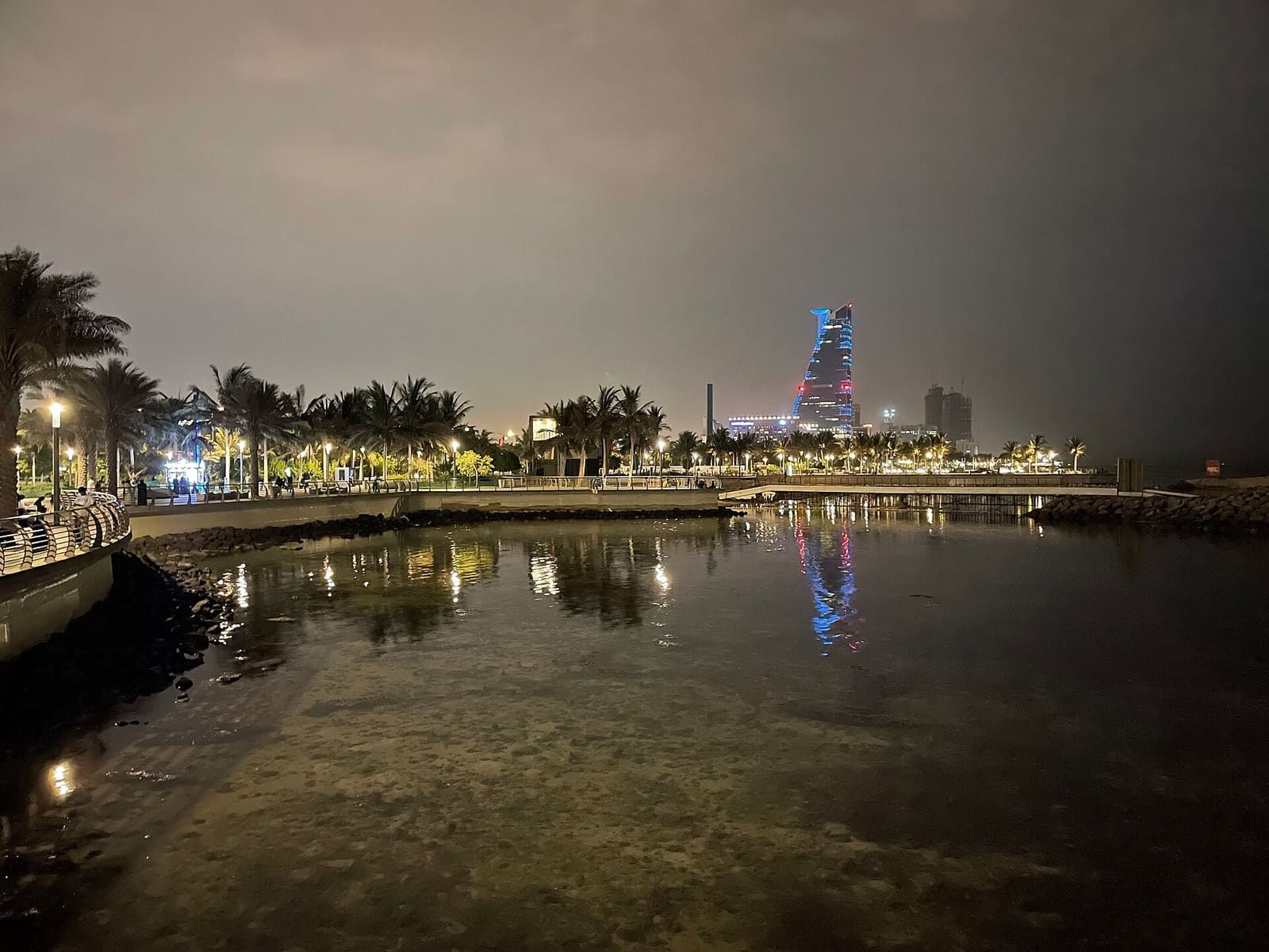 The Jeddah corniche at night